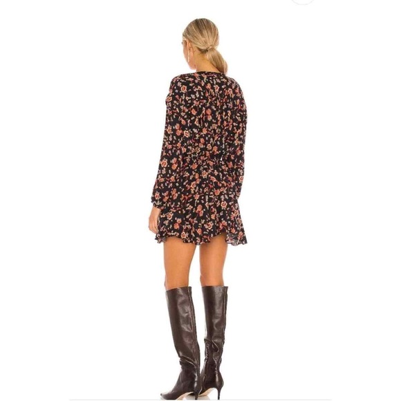 FREE PEOPLE ‘Flower Fields’ Boho Mini Dress, Black/Orange Floral, Size Small - Picture 11 of 16